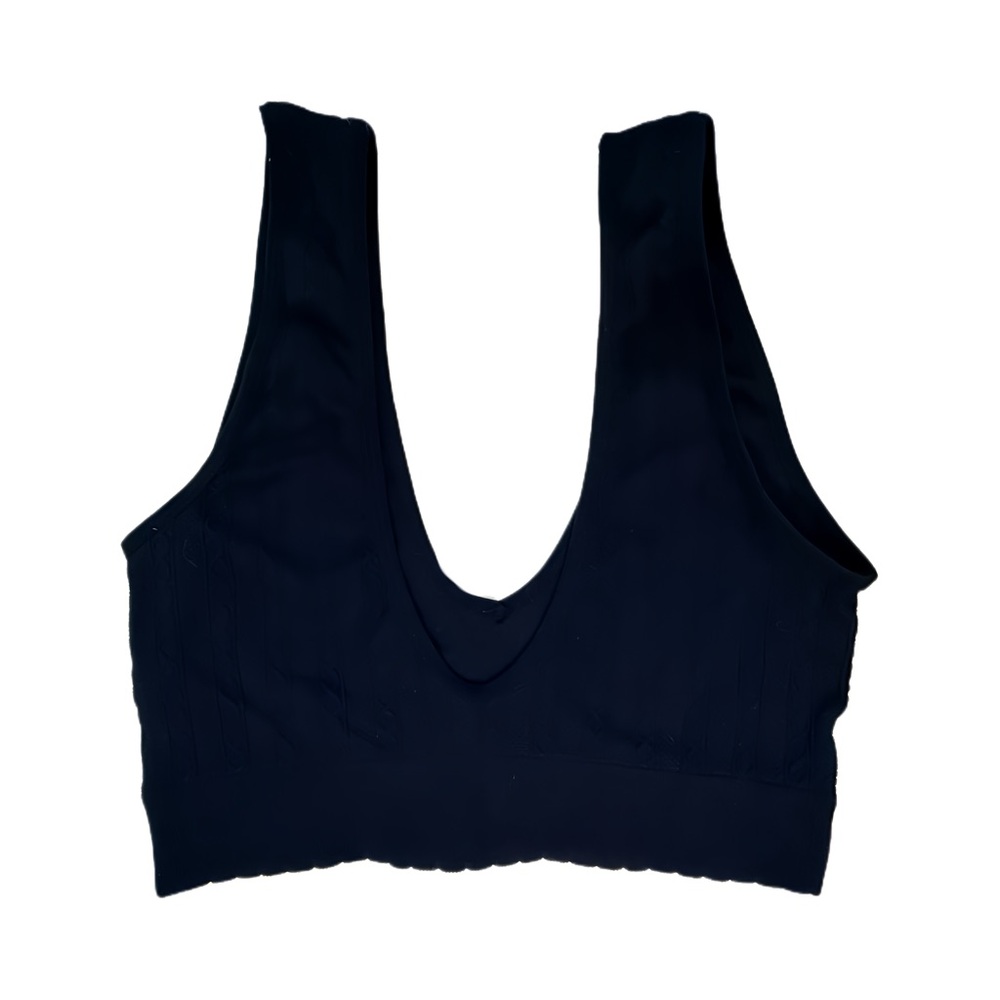 Capezio Seamless Wave Jacquard Bralettes. 2 Pack. Black / Tan. Size M - Picture 3 of 7